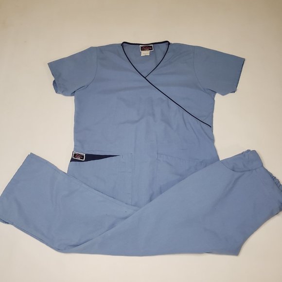 Sierra Scrubs Ceil Blue Scrub Set XSP - Picture 2 of 5